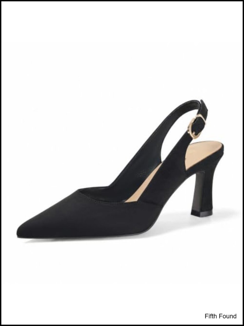 Womens Lambskin Insole Slingback Pointed Toe Block Heel Pumps